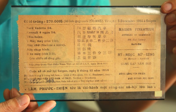 Một bảng trúng lô thời xưa